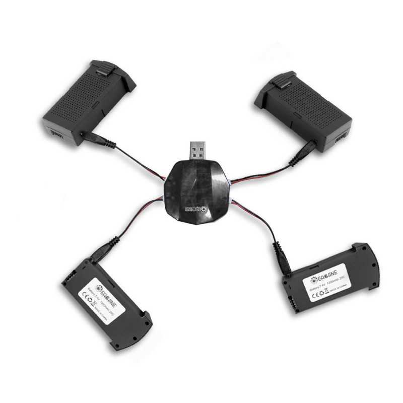 Billede af 4-i-1 USB multi lader med 4 batterier til Eachine E520S drone