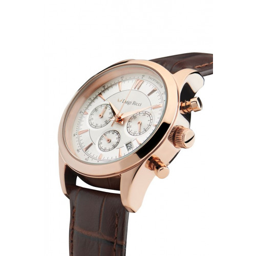 Luigi Ricci Eleganza X11 armbånds ur til kvinder m. rosa guld læderrem 2