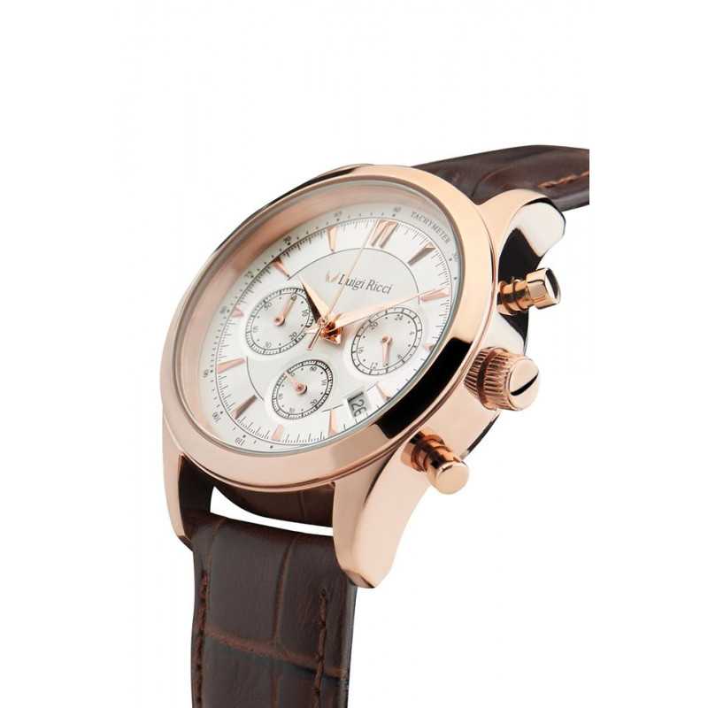 Luigi Ricci Eleganza X10 Mens Wrist Watch with rose gold and leather strap