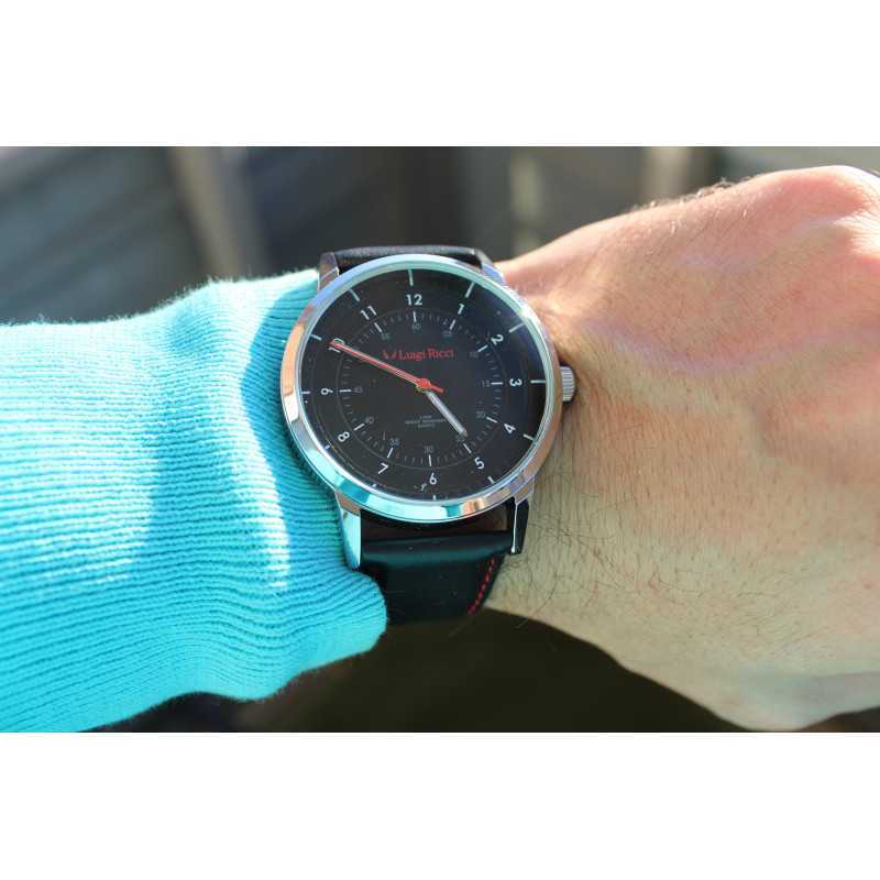 Luigi Ricci Pro Racer GT - Sort / rødt sports ur med læder rem