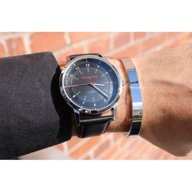 Luigi Ricci Pro Racer GT - Sort / rødt sports ur med læder rem