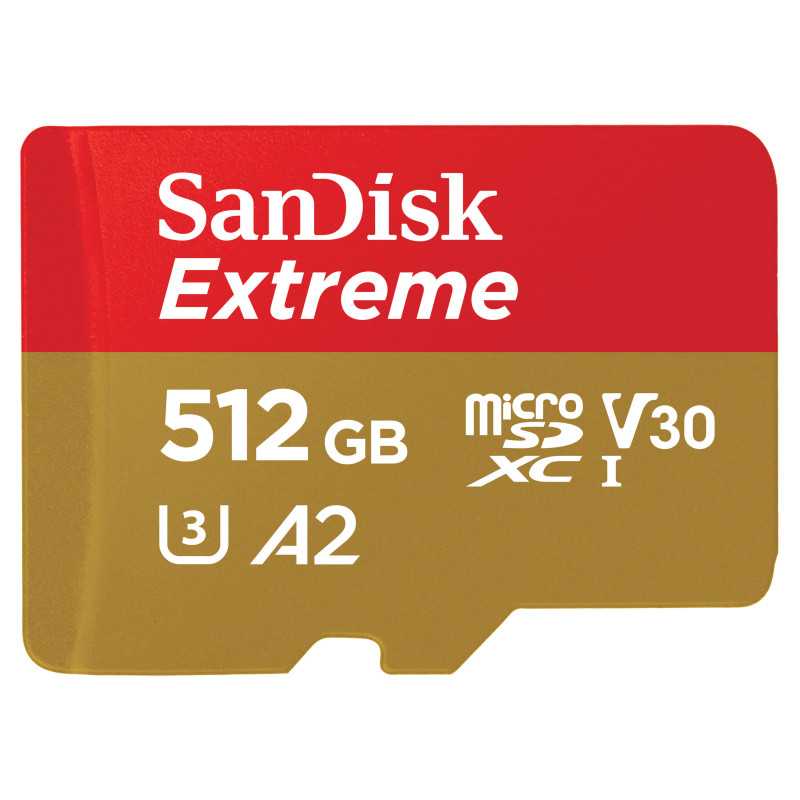 Se SANDISK MicroSDXC Extreme 512GB Adapter 160MB/s A2 C10 V30 hos Droneland.dk