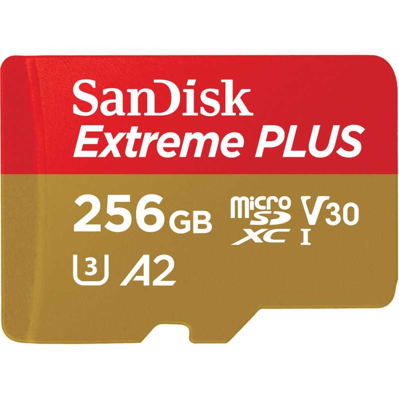 Se SANDISK MicroSDXC Extreme Plus 256GB 170/90MB/s A2 C10 V30 UHS-I hos Droneland.dk