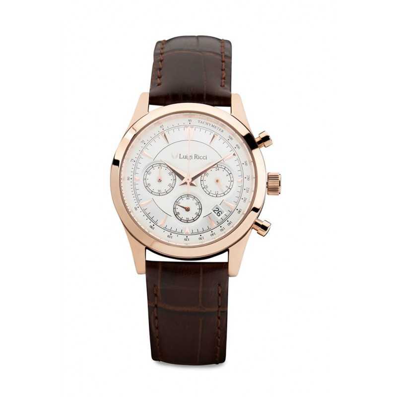 Billede af Luigi Ricci Eleganza X11 - Chronograph armbånds ur til kvinder & damer med rosa guld og læder rem