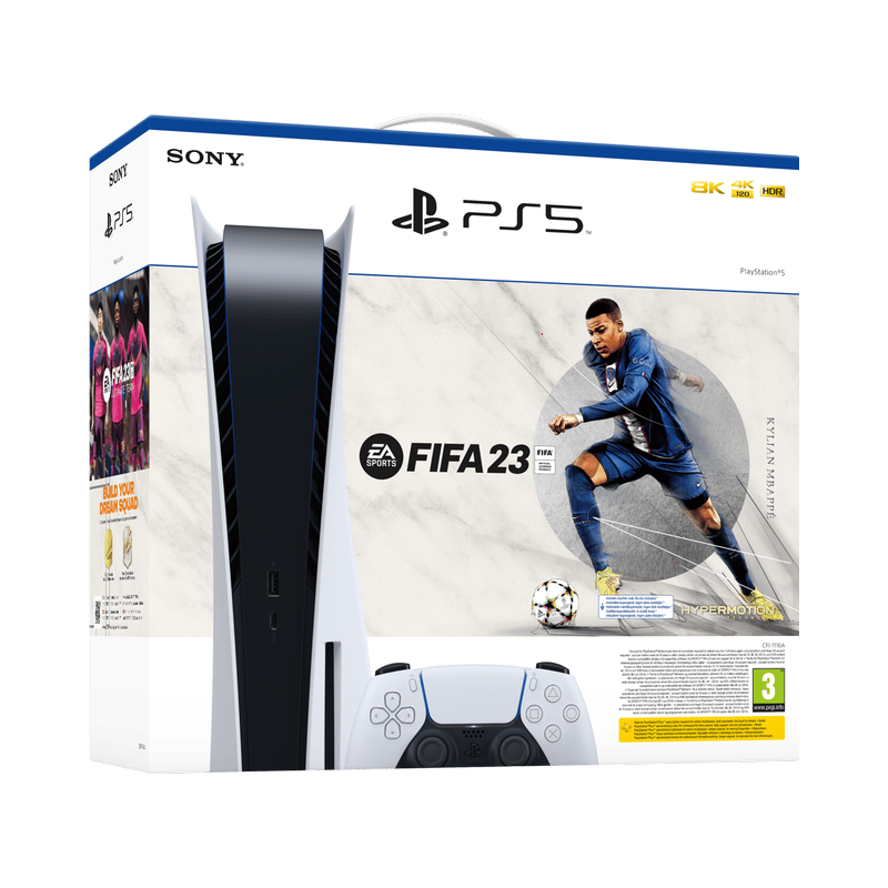 Sony PlayStation 5 (PS5) - FIFA 23 Bundle - Disc Edition + Gratis BonusPlus medlemskab
