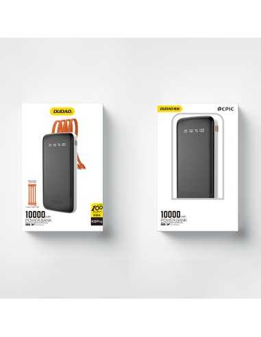 Dudao K6Pro powerbank 10000mAh 10Watt 4xcables hvid
