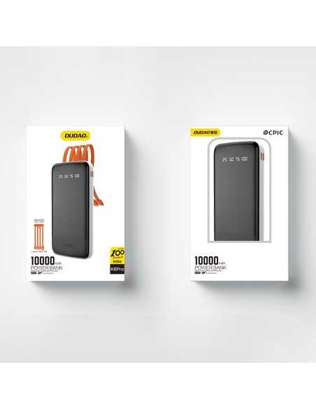 Dudao K6Pro powerbank 10000mAh 10Watt 4xcables hvid