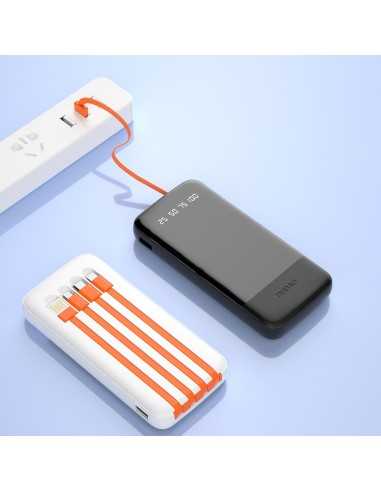 Dudao K6Pro powerbank 10000mAh 10Watt 4xcables hvid