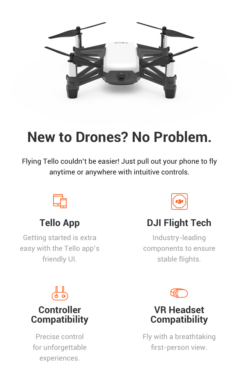 Køb DJI Ryze Tello minidrone med kamera til salg online
