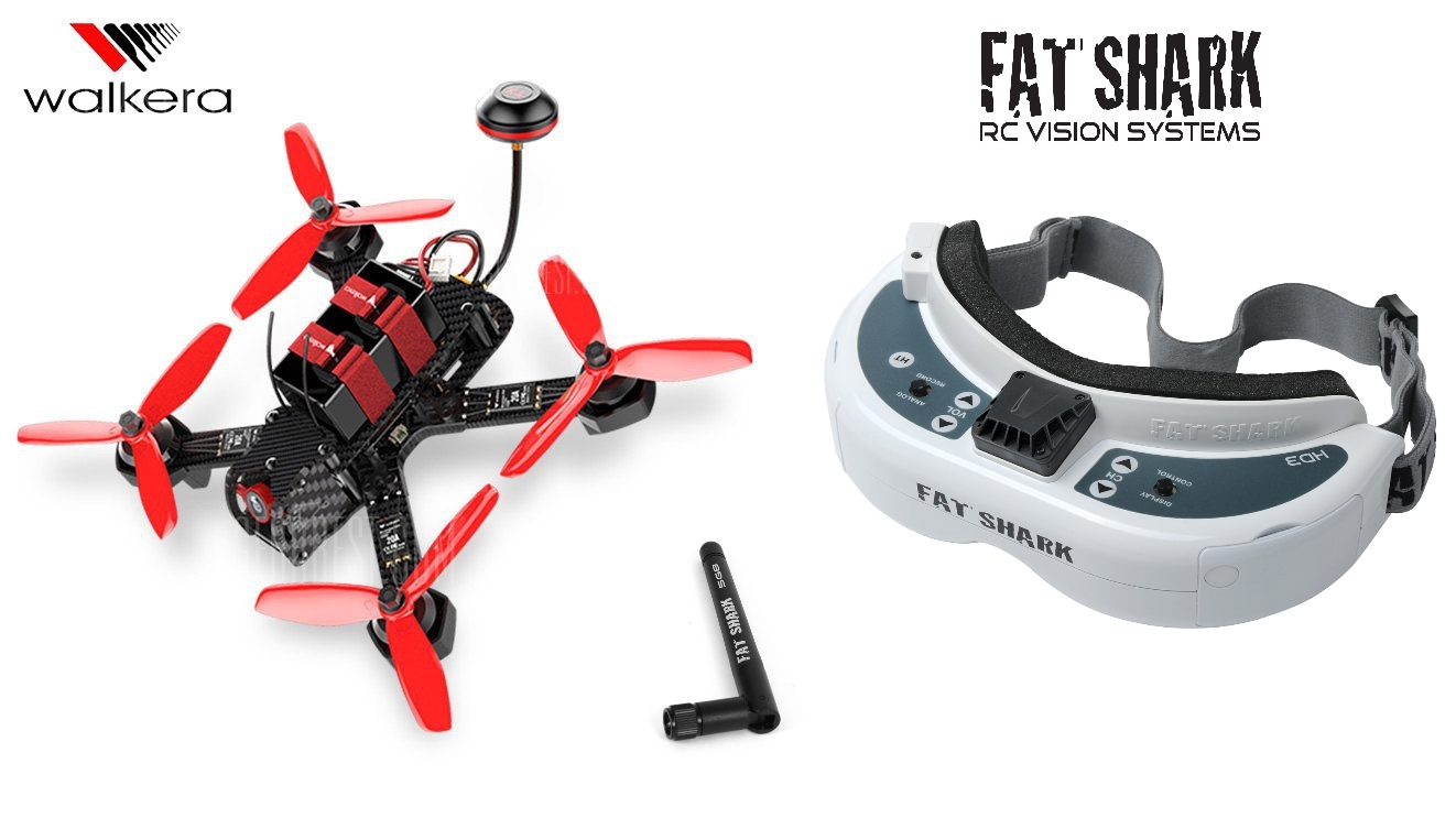 Køb Walkera Furious 215 racer drone med kamera med FatShark FPV briller