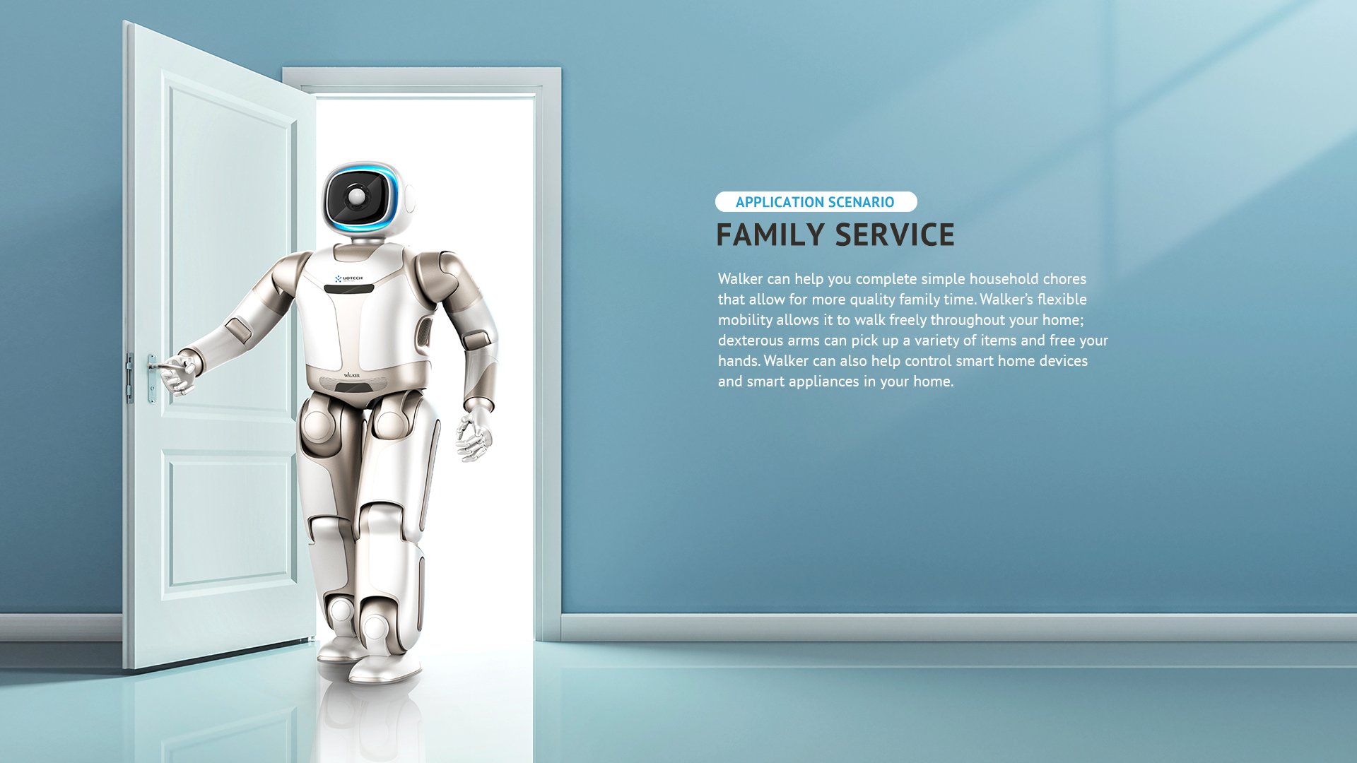 Walker humanoid service robot til hjemmet og virksomheden